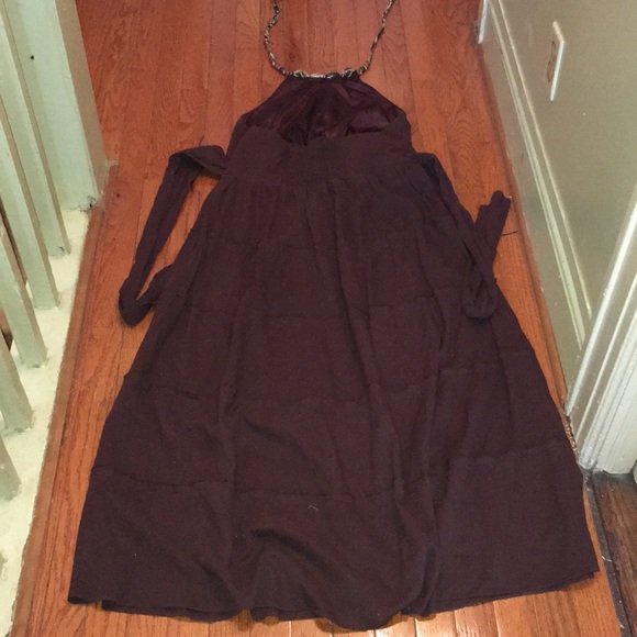 🍂🍁 Fall Robbie Bee Brown Halter Tiered Maxi Dress Sz 12 - Picture 7 of 8